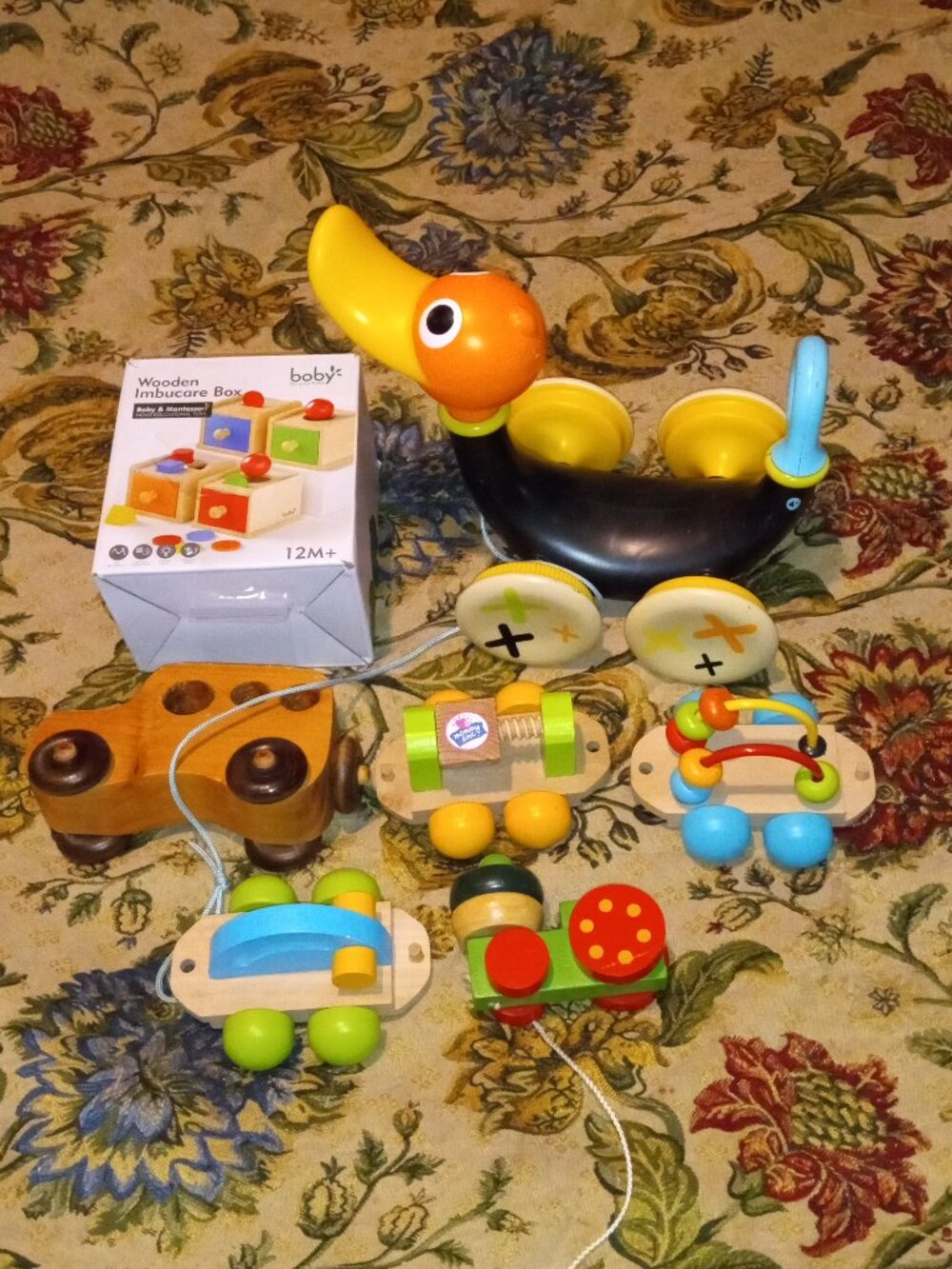 WOODEN TOODLER BABY TOYS WITH A DUCK & WOODEN IMBUCARE BOX HOME EDUCATIONAL